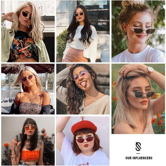 ✨Women\'s Brown Small Cateye Sunglasses Fashion Narrow Trendy Rectangle Sunnies main image 5